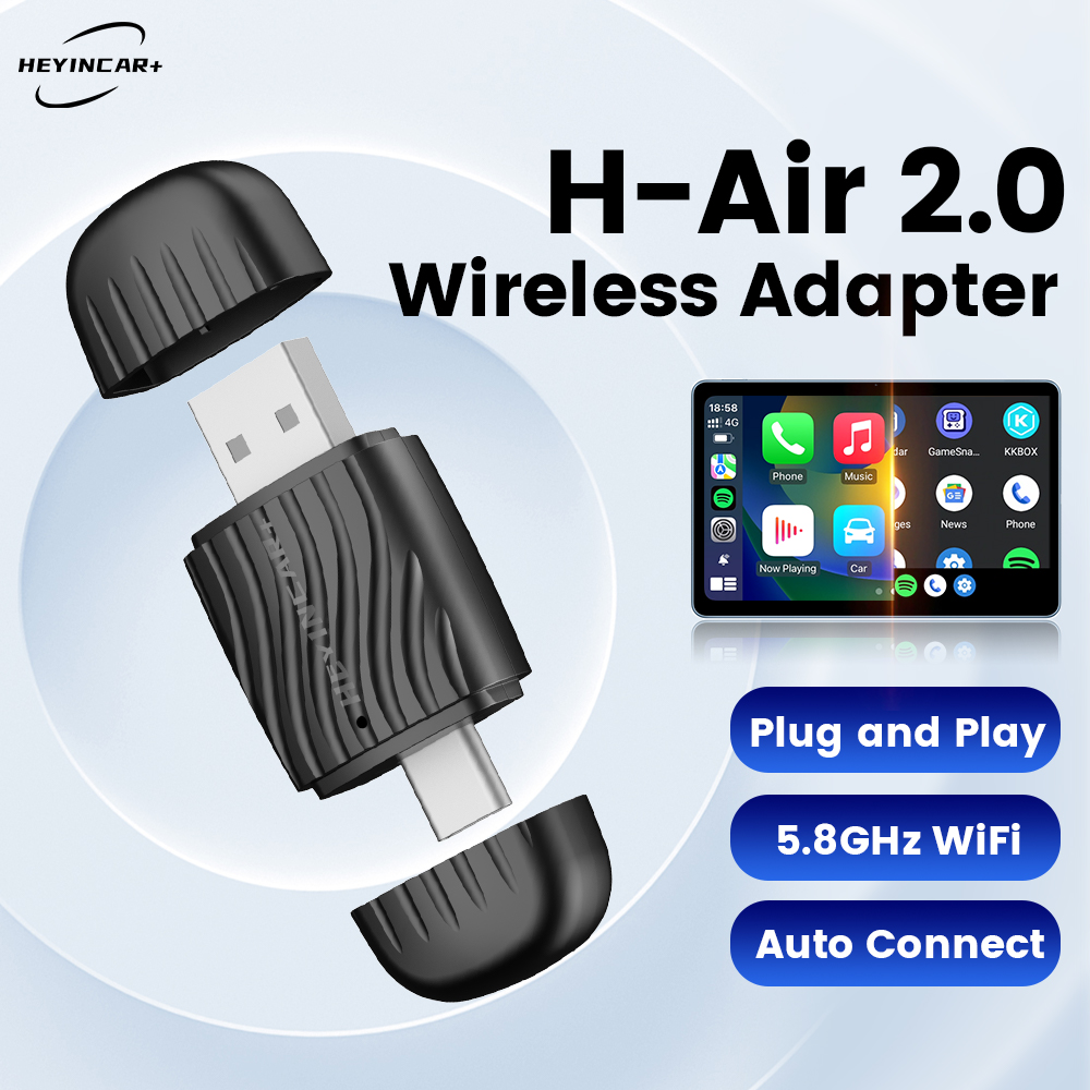 Travel Plug Type C - Беспроводной адаптер HEYINCAR 2-в-1 для CarPlay/Android